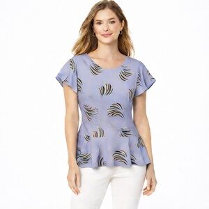 LOFT Lavender Short Sleeve Peplum Blouse